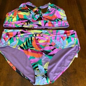 Women's Plus Printed Bikini Top and Bottom